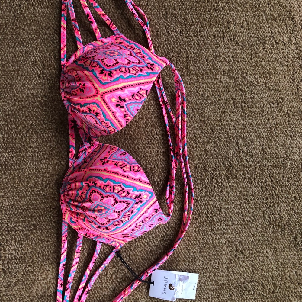 Coral bohemian bathing suit top